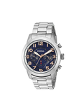 Fossil Pilot 54 Chronograph Navy Blue Dial Silver Steel Strap Watch for Men - FS5203 Authentic Buy Shop Now