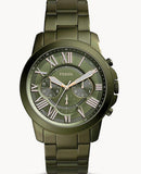 Fossil Grant Chronograph Olive Green Dial Green Steel Strap Watch for Men - FS5375 Authentic Buy Shop Now