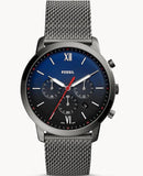 Fossil Neutra Chronograph Blue Dial Silver Mesh Bracelet Watch for Men - FS5383 Authentic Buy Shop Now