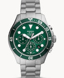 Fossil FB-03 Chronograph Green Dial Silver Steel Strap Watch for Men - FS5726 Authentic Buy Shop Now