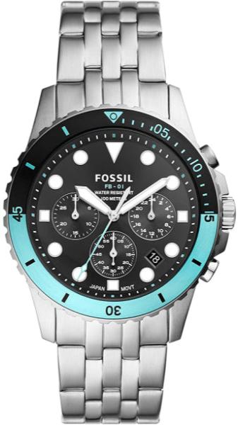 Fossil FB-01 Chronograph Black Dial Silver Steel Strap Watch for Men - FS5827 Authentic Buy Shop Now