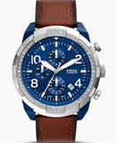 Fossil Bronson Chronograph Luggage Blue Dial Brown Leather Strap Watch for Men - FS5829 Authentic Buy Shop Now