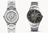 Fossil Forrester Automatic Skeleton Black Dial Silver Steel Strap Watch for Men - ME3180 Authentic Buy Shop Now