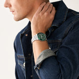Fossil Everett Chronograph Green Dial Silver Steel Strap Watch for Men - FS5964 Authentic Buy Shop Now