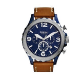 Fossil Nate Chronograph Navy Blue Dial Brown Leather Strap Watch for Men - JR1504 Authentic Buy Shop Now