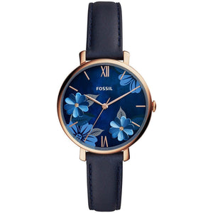 Fossil Jacqueline Blue Dial Blue Leather Strap Watch for Women - ES4673 Authentic Buy Shop Now