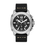 Fossil Modern Machine Chronograph Black Dial Black Leather Strap Watch for Men - FS4928 Authentic Buy Shop Now