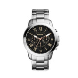 Fossil Grant Chronograph Black Dial Silver Steel Strap Watch for Men - FS4994 Authentic Buy Shop Now