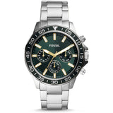 Fossil Bannon Chronograph Green Dial Silver Steel Strap Watch for Men - BQ2492 Authentic Buy Shop Now