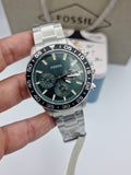 Fossil Bannon Chronograph Green Dial Silver Steel Strap Watch for Men - BQ2492 Authentic Buy Shop Now