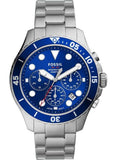 Fossil FB-03 Chronograph Blue Dial Silver Steel Strap Watch for Men - FS5724 Authentic Buy Shop Now