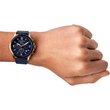 Fossil Forrester Chronograph Blue Dial Blue Leather Strap Watch for Men - FS5814 Authentic Buy Shop Now