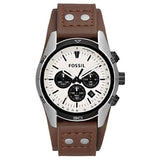Fossil Coachman Chronograph White Dial Brown Leather Strap Watch for Men - CH2890 Authentic Buy Shop Now