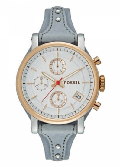 Fossil Original Boyfriend White Dial Light Blue Leather Strap Watch for Women - ES4045 Authentic Buy Shop Now