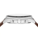 Fossil Sport Tourer Chronograph White Dial Brown Leather Strap Watch for Men - FS6042 Authentic Buy Shop Now