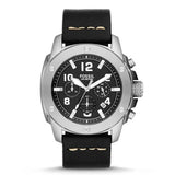 Fossil Modern Machine Chronograph Black Dial Black Leather Strap Watch for Men - FS4928 Authentic Buy Shop Now