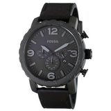 Fossil Nate Chronograph Black Dial Black Leather Strap Watch for Men - JR1354 Authentic Buy Shop Now