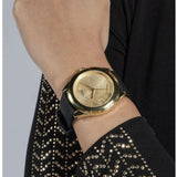 Guess Cubed Analog Gold Dial Black Silicone Strap Watch For Women - GW0665L1 Authentic Buy Shop Now