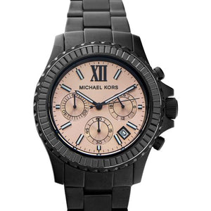 Michael Kors Everest Quartz Rose Gold Dial Black Steel Strap Watch For Women - MK5872 Authentic Buy Shop Now
