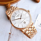Tissot T Classic Carson Premium Automatic White Dial Rose Gold Steel Strap Watch for Men - T122.407.33.031.00 Authentic Buy Shop Now