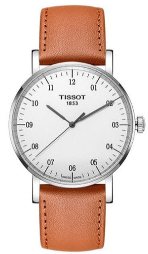 Tissot T Classic Everytime Large White Dial Brown Leather Strap Watch For Men - T109.610.16.037.00 Authentic Buy Shop Now
