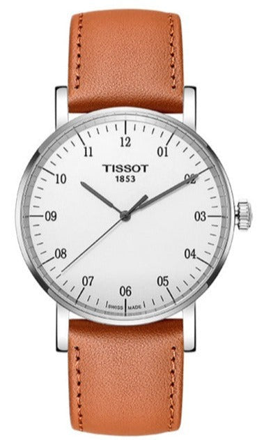 Tissot T Classic Everytime Large White Dial Brown Leather Strap Watch For Men - T109.610.16.037.00 Authentic Buy Shop Now