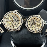 Guess King Quartz Crystals Gold Dial Black Silicone Strap Watch For Men - GW0537G2 Authentic Buy Shop Now