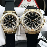 Guess Baguette Crystals Black Dial Black Silicone Strap Watch For Men - GW0208G1 Authentic Buy Shop Now