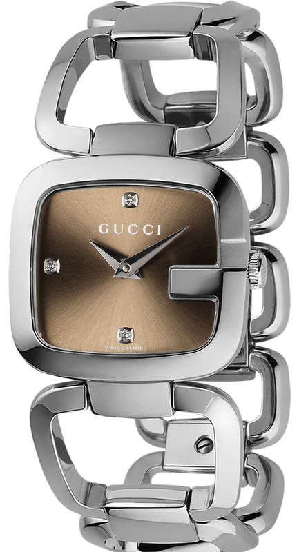 Gucci G Gucci Brown Dial Silver Steel Strap Watch For Women - YA125401 Authentic Buy Shop Now