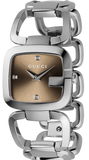 Gucci G Gucci Brown Dial Silver Steel Strap Watch For Women - YA125401 Authentic Buy Shop Now