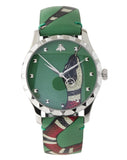Gucci G Timeless Le Marche Des Merveilles Green Dial Green Leather Strap Watch for Women - YA1264081 Authentic Buy Shop Now