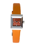 Gucci G-Frame Square Mother of Pearl Orange Dial Orange Leather Strap Watch For Women - YA128532 Authentic Buy Shop Now
