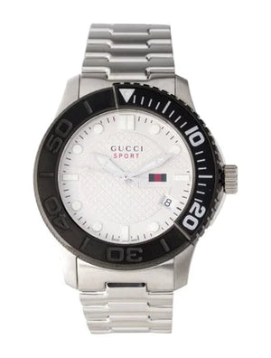 Gucci G Timeless Sport White Dial Silver Steel Strap Watch For Men - YA126250 Authentic Buy Shop Now