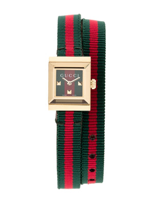Gucci G-Frame Multicolored Dial Two Tone Nylon Strap Watch For Women - YA128527 Authentic Buy Shop Now