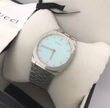 Gucci 25H Quartz Turquoise Dial Silver Steel Strap Watch For Women - YA163409 Authentic Buy Shop Now