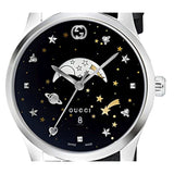 Gucci G-Timeless Moonphase Black Dial Black Leather Strap Watch For Men - YA126327 Authentic Buy Shop Now