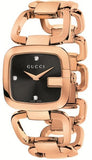 Gucci G Gucci Diamonds Black Dial Rose Gold Steel Strap Watch For Women - YA125409 Authentic Buy Shop Now