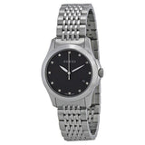 Gucci G Timeless Diamonds Mother of Pearl Black Dial Silver Steel Strap Watch For Women - YA126505 Authentic Buy Shop Now