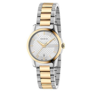 Gucci G Timeless Silver Dial Two Tone Steel Strap Watch For Women - YA126563 Authentic Buy Shop Now