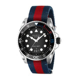 Gucci Dive Black Dial Red & Blue Nylon Strap Watch For Men - YA136210 Authentic Buy Shop Now