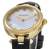 Gucci Diamantissima Quartz Mother of Pearl Dial Black Leather Strap Watch for Women - YA141404 Authentic Buy Shop Now