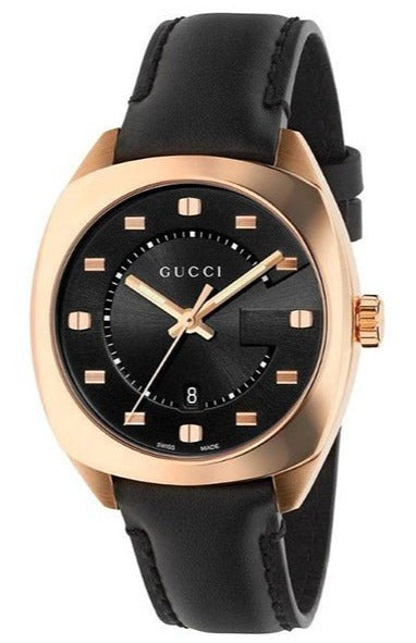 Gucci GG2570 Quartz Black Dial Black Leather Strap Watch For Women - YA142407 Authentic Buy Shop Now