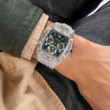 Guess Phoenix Quartz Green Dial Transparent Silicone Strap Watch For Men - GW0499G8 Authentic Buy Shop Now