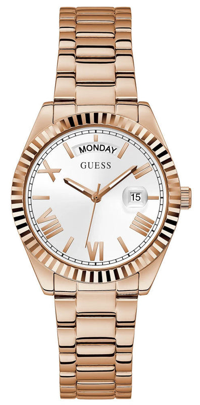 Guess Luna White Dial Rose Gold Steel Strap Watch for Women - GW0308L3 Authentic Buy Shop Now