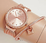 Guess Chiffon Rose Gold Dial Mesh Bracelet Watch For Women - W1083L3 Authentic Buy Shop Now