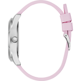 Guess Crush Crystals Silver Dial Pink Rubber Strap Watch for Women - W1223L1 Authentic Buy Shop Now