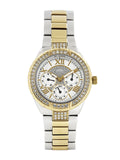 Guess Viva Diamonds Silver Dial Two Tone Steel Strap Watch for Women - W0111L5 Authentic Buy Shop Now