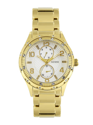 Guess Siren Diamonds Silver Dial Gold Steel Strap Watch for Women - W0442L2 Authentic Buy Shop Now