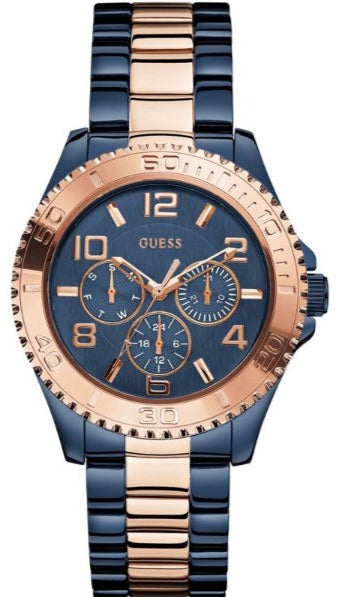 Guess BFF Multifunction Blue Dial Two Tone Steel Strap Watch for Women - W0231L6 Authentic Buy Shop Now