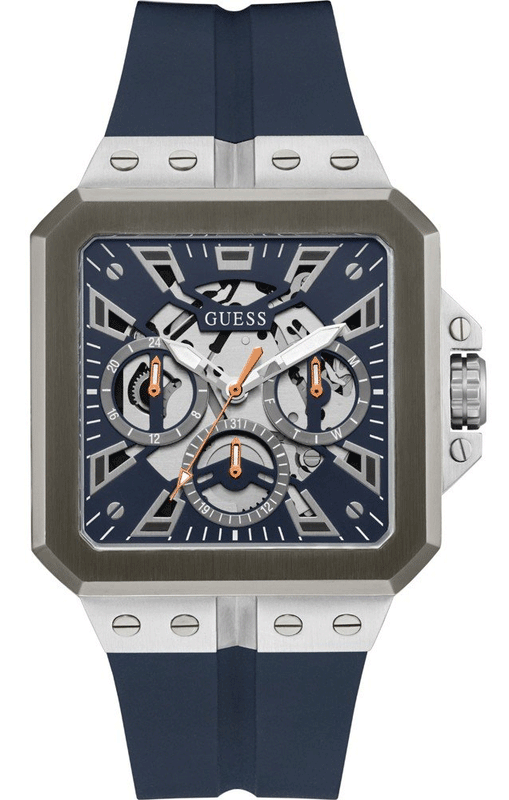Guess Leo Chronograph Navy Blue Dial Blue Silicone Strap Watch For Men - GW0637G1 Authentic Buy Shop Now